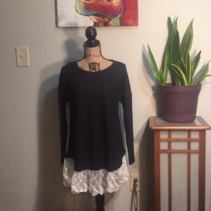 Long sleeved, lace flair top
